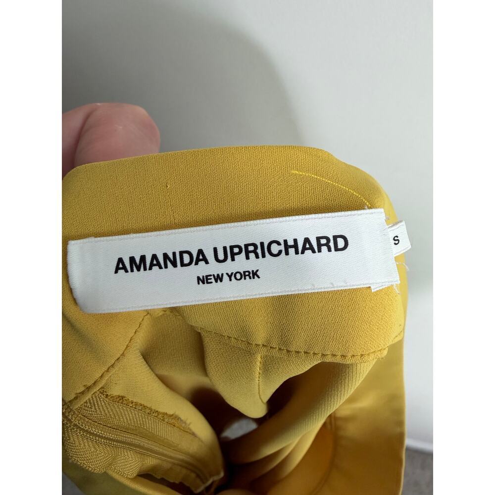 Amanda Uprichard High Rise Wide Leg Cropped Trousers Mustard Yellow Women's S - Picture 6 of 7